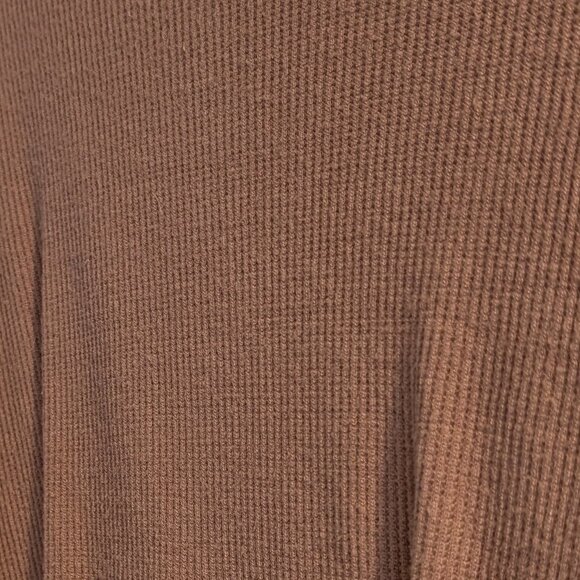 Cropped Long Sleeve Brown Lettuce Hem Waffle Tee - Picture 2 of 4